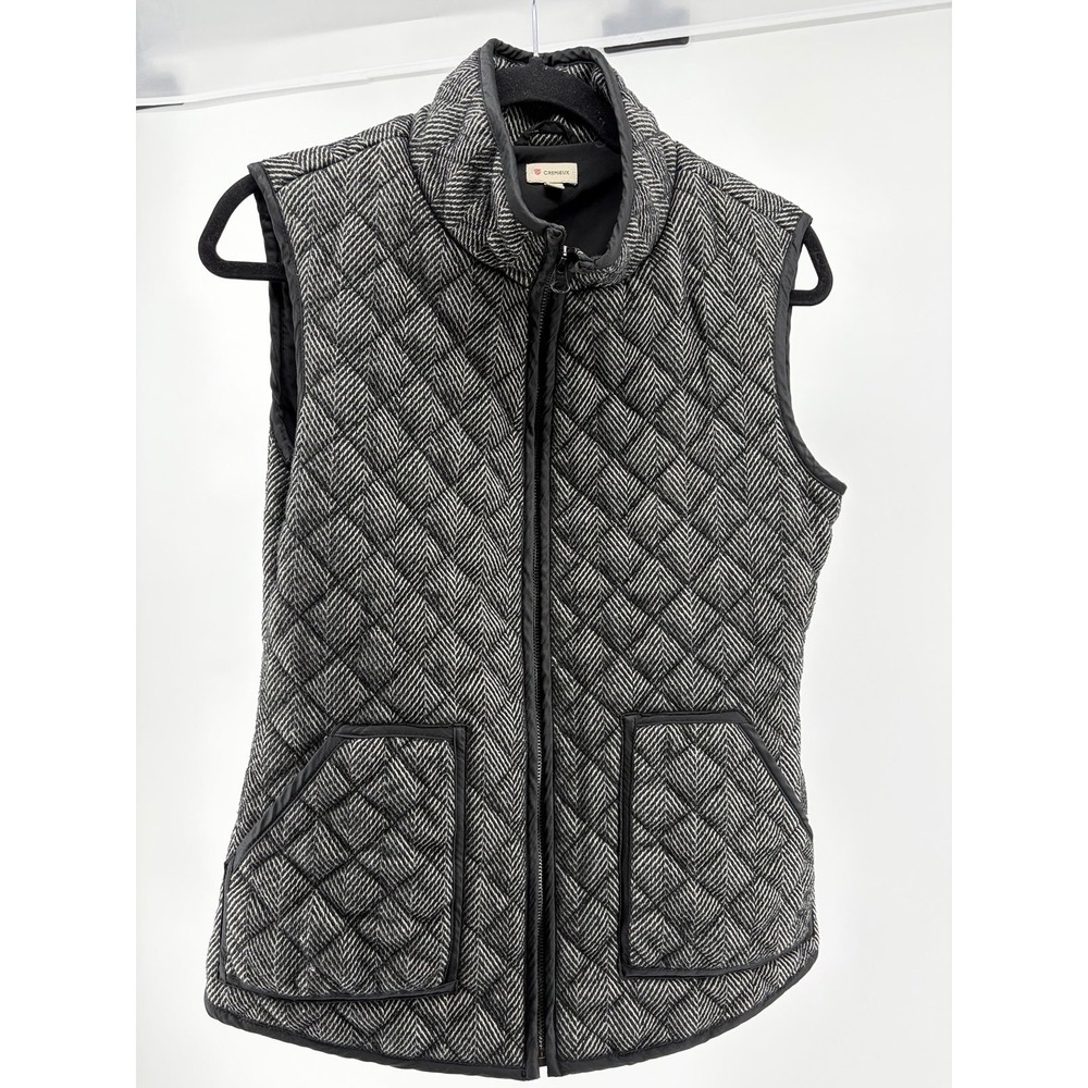 Cremieux Women's full zip vest size Small Black White Quilted Pockets Pre-Owned